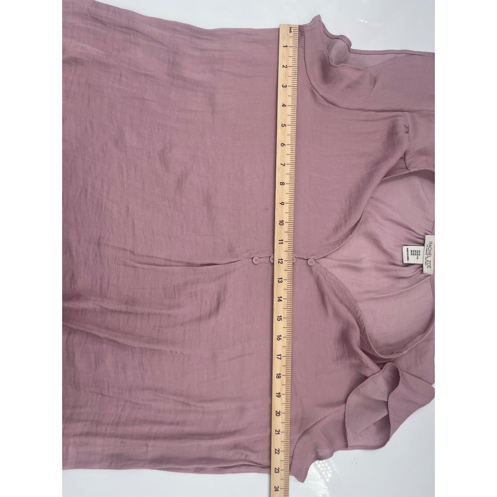 Rachel Zoe Mauve Pink Flutter Sleeve V-Neck Button Front Blouse XL - Picture 4 of 6
